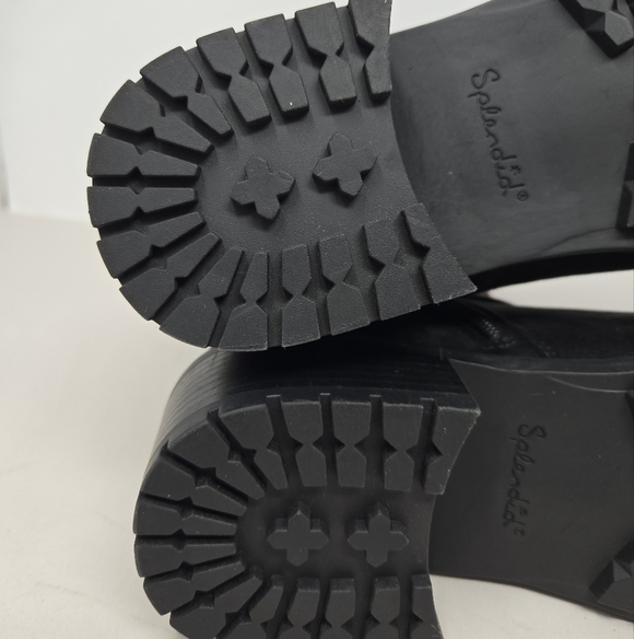 Splendid Samy Women's Boots Sz 8M Black Faux Suede Block Heel Moto Inspired - Picture 6 of 11